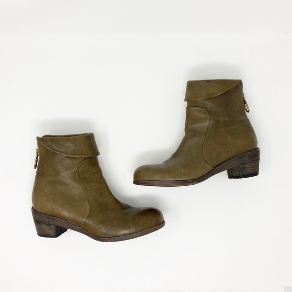 P. Monjo Annisa Green Leather Booties Size 8.5 - Picture 2 of 8